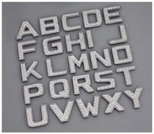 DIY lujo cristal diamante Metal números letras 3D pegatinas de decoración para coche accesorios Forbmw Vw Golf 4 5 685997595216681