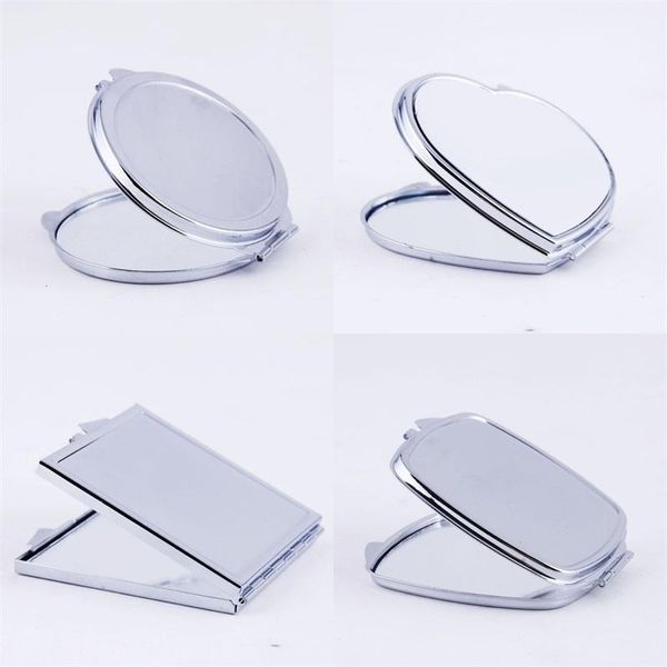 DIY Maquillage Miroirs Fer 2 Visage Sublimation Blanc Plaqué Feuille D'aluminium Fille Cadeau Cosmétique Compact Miroir Portable Décoration #395