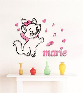 DIY MARIE CAT 3D Autocollants muraux stéréoscopiques pour les chambres pour enfants ACRYLIC CRISTAL CARTON CHAMBRE Fond décoration murale 201201269G2825574