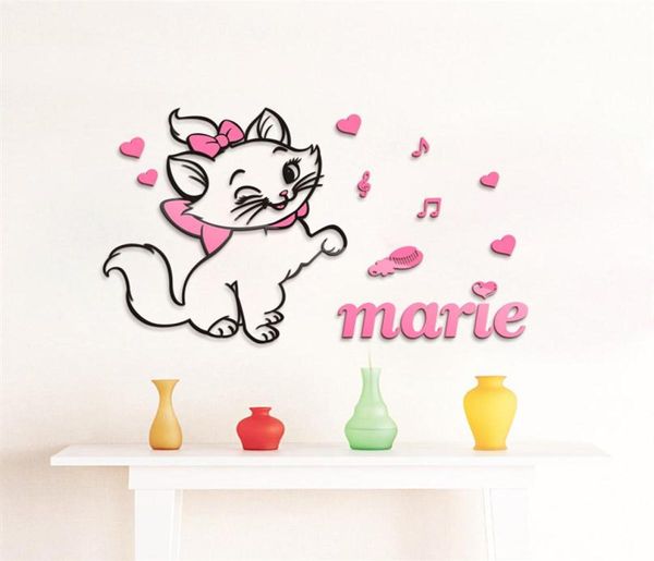 DIY MARIE CAT 3D Autocollants muraux stéréoscopiques pour les chambres pour enfants ACRYLIC CRISTAL CARTON CHAMBRE Fond décoration murale 201201269G9452868