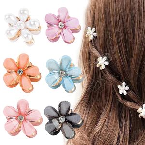 Bricolage Barrettes en métal filles épingles à cheveux Double face cristal fleur cheveux crabe pinces doux chapeaux Mini cheveux griffe queue de cheval Clips