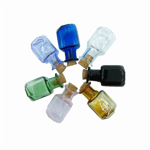 Ghdap – Mini bouteilles en verre avec bouchons, petits pots rectangulaires, pendentifs mignons, flacons cadeaux mélangés, 7 couleurs, DIY