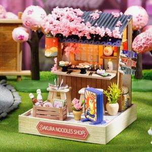Mini maison de bricolage avec couverture de poussière Casa Wooden Dolles Houses Miniature Building Kits avec des jouets de meubles pour les cadeaux d'anniversaire d'enfants