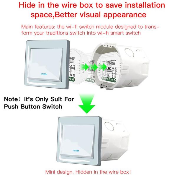 DIY Mini WiFi Smart Life Tuya Télécommande Smart Light Dimmer Switch Module Fonctionne avec Alexa Google Home new a21