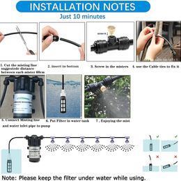 DIY Misting System 12 Nozzels + 75 gpd stille pomp- lage druk patio misting koelsysteem