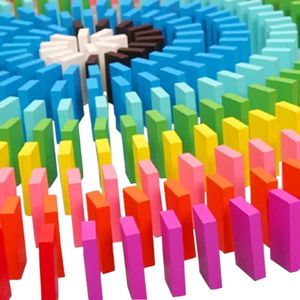 Bricolage mélanger les couleurs arc-en-ciel enfants enfants créatifs blocs de construction en bois 120 pièces jeu de dominos jouer ensemble de jouets éducatifs cadeau