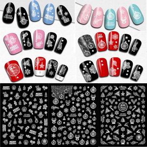 Bricolage ongles Art mignon fleur étoile Stickers 3D Nail Stickers Etoiles de Noël blanc de style Arbre de Noël Père Noël cadeau Wraps Finger Beauté