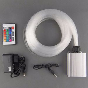 Señal de neón DIY, motor de luz LED RGB de 5W + 200 Uds., kit de fibra óptica PMMA brillante de 0,75mm y 2M de extremo largo + mando a distancia IR de 24 teclas