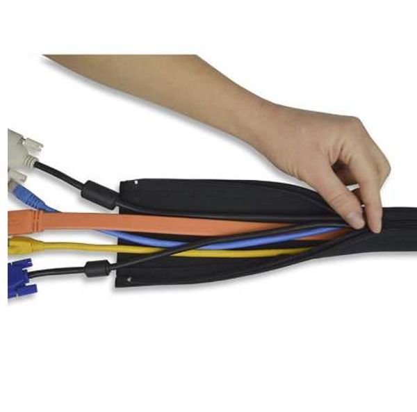 Funda de gestión de cables de neopreno DIY, cierre de cremallera, envoltura de cable, sistema organizador de cubierta oculta para PC/TV/oficina/teléfono