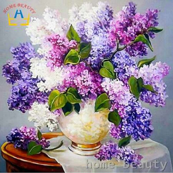 Pintura al óleo artesanal por números, pincel abstracto, pintura acrílica pintada a mano, lienzo decorativo, pintura para colorear por número de flores Y081