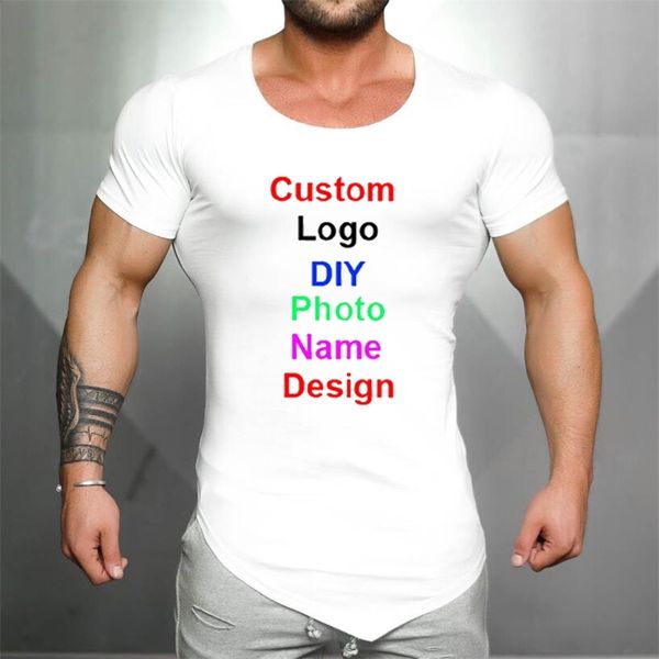 DIY propio diseño personalizado algodón deportes camiseta hombres gimnasio ropa verano moda tops tees culturismo fitness camiseta 210421