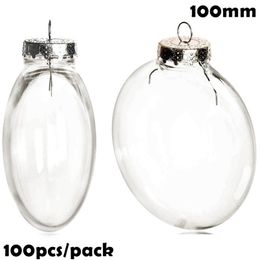 DIY overschilderbare/onbreekbare kerstbal 100 mm plastic schijf ornament, 100/pak 211021