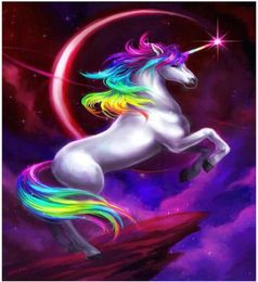 DIY schilderen door getallen volwassen hand geschilderde olieverfkits Paintcolorful Unicorn 16 x20 270I6634537