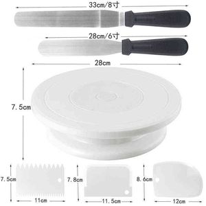 DIY PAN Bakken Gereedschap Plastic Caketools Draaitafel Roterende Plastic deeg Mes Cake Decorating Cream Cakes Stand Rotary Tabel 211110