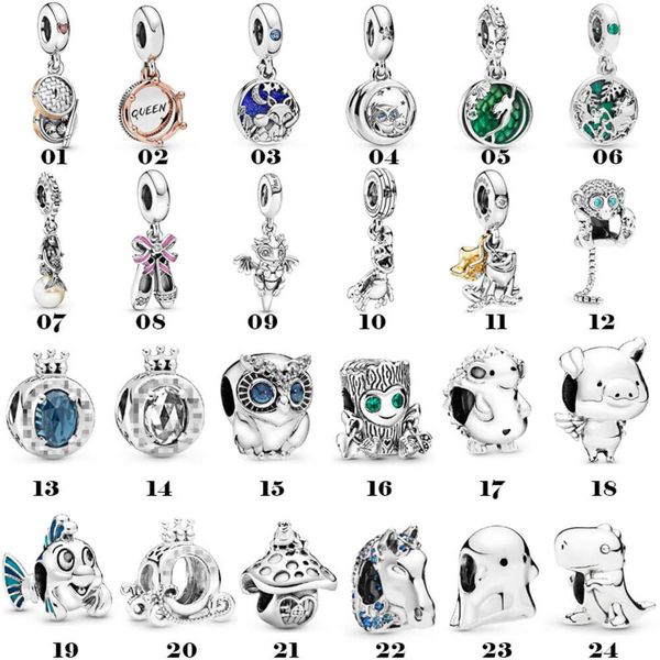 DIY Pandorabracelet Pandoras Charm Bracelet Perles Blanc Cuivre Hibou Champignon Petit Poisson Série Animale Bracelet De Perles Accessoires De Bricolage Perles En Vrac