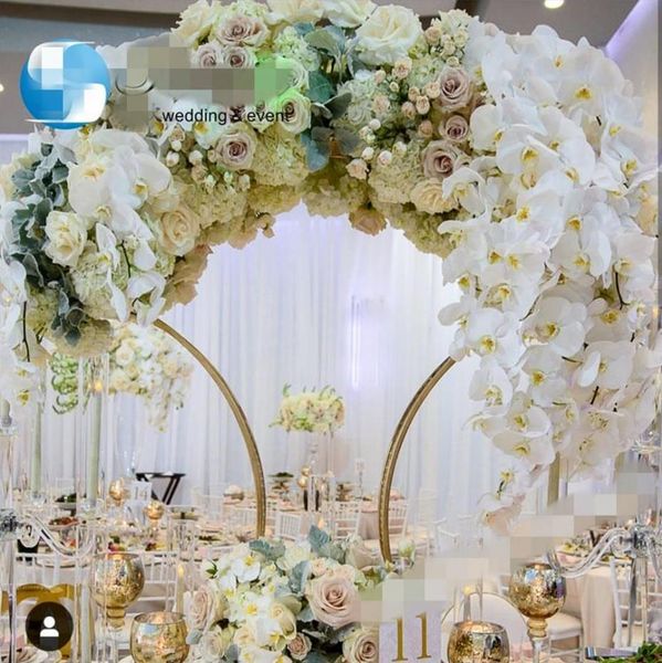 Decoración de fiesta DIY, arco de boda, soporte de fondo dorado, marco de Metal de 65CM, 95CM, 110CM, soportes altos de flores, centro de mesa grande, decoración