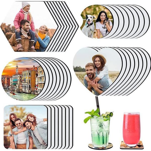 DIY Party Favor Sublimation Blanks Coaster Car Cup Holder Blank Cup Pad Mat pour Cadeaux Artisanat Imprimable Presse À Chaud Produits SN753