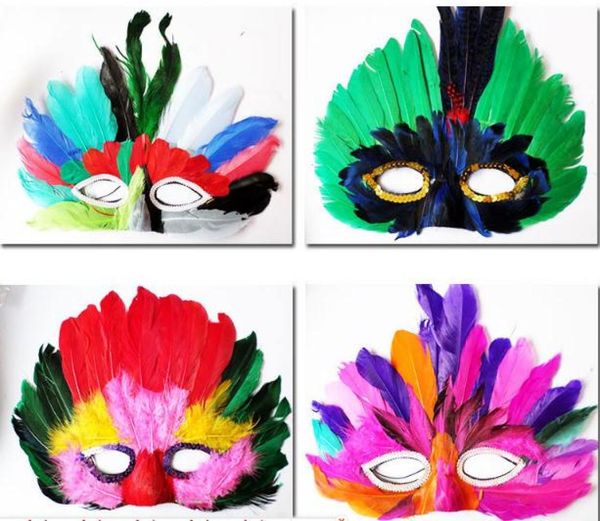 Fête de bricolage Plume masque mode femme sexy dame halloween mardi gras carnaval coloré poulet plume masques gift drop drop shipp1734030