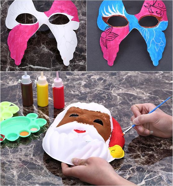 Masque de fête DIY Peinture créative Halloween Masque de fête de Noël Enfants Femmes Hommes DIY Demi-visage Masques complets HHA666