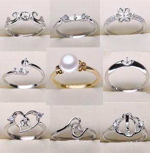 Diy Pearl Ring -instellingen Sliver vergulde ringen Instellingen 9 Stijlen DIY Ringen Verstelbare maat Sieradeninstellingen Kerstverklaring Juwelier3735858