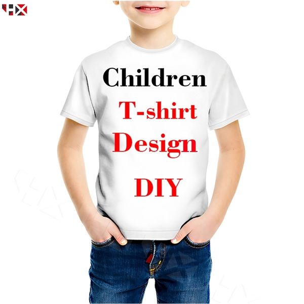DIY Conception personnalisée T-shirt pour enfants Impression 3D P o Anime Animal Licorne Requin T-shirts Garçons Filles Casual T-shirt Tee 220704