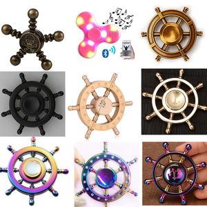 DIY pirata timón latón mano Spinner Tri Fidget Led bluetooth Finger Focus EDC ADHD autismo spinning Top Finger spinners Gyro ansiedad Juguetes