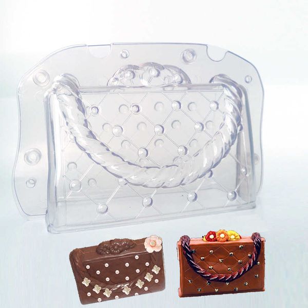 DIY Plastique Chocolat Moule 3D À La Main Gâteau Lady Sac Chocolat Moule Polycarbonate Sac Fondant Bonbons Gâteau Décoration Outils Moules 210721