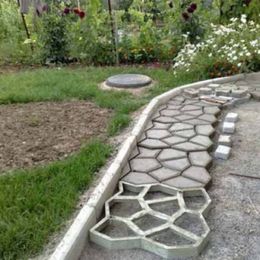 Molde para construir caminos de plástico DIY, pavimentación manual, moldes de ladrillos de cemento, losas de hormigón para Patio, camino, adornos de jardín, gota 210318336d