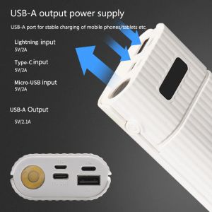 DIY Power Bank Custom opslagbox 2x 18650 18700 20700 21700 Batterijadapter met LED -zaklamp voor iPhone Android -telefoons