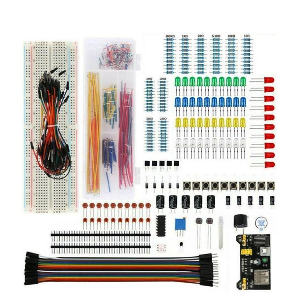 Kit de inicio del proyecto de bricolaje para Arduino Uno R3 Conjunto de componentes electrónicos de bricolaje con paneles de punta 830