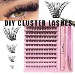 Diy Zelf Enten Valse Wimpers Pincet Lijm Enten Gesegmenteerde Wimpers Extension Enkele Clusters Dikke Valse Wimpers Make-Up Voor Vrouwen