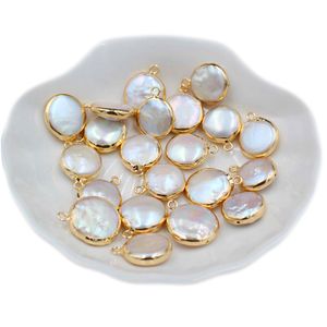 Colliers semi-finis de bricolage, boucles d'oreilles, perles, pendentifs, boutons baroques de 16-18mm, perles d'eau douce naturelle à tranchant doré