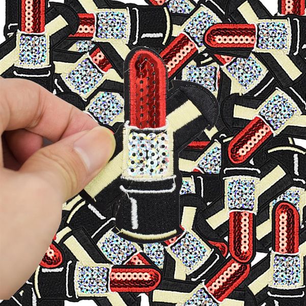 Patchs de rouges à lèvres pailletés bricolage pour vêtements fer brodé patch applique fer sur patchs accessoires de couture badge sur clothes300G