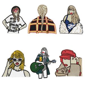Accessoires de couture bricolage marque personnalisée dessin animé fille chanteur Rock musique patchs de broderie pour sac de chapeau coudre sur fer sur Logo Badges pour veste de vêtements