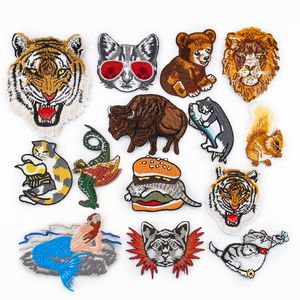 Accessoires de couture DIY, notions personnalisées, broderie d'animaux, vêtements à repasser sur chat, tigre, lion, patchs pour t-shirt, veste, badge, sweat à capuche, chapeau, jean, autocollant