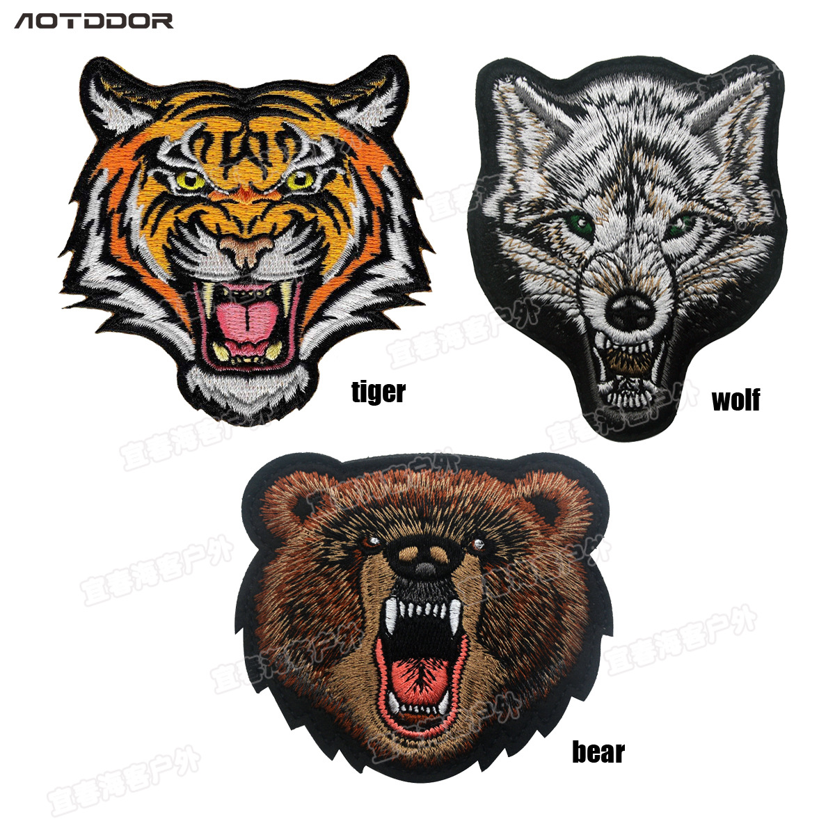 DIY naaien accessoires Noties Tiger Wolf Bear Borduurwerkkleding Velcro vlekken Iron aan of naaien t -shirt jas Animal Cartoon Sticker Badge kledingstuk