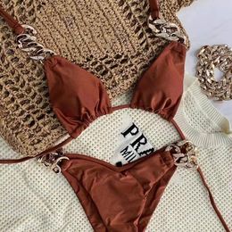 DIY Sexy Conception Personnalisée Chaîne deux pièces Bikini Maillot De Bain Femmes Push Up Bikini Ensemble Maillots De Bain Maillot De Bain Beachwear Biquini XL 240105