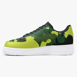Chaussures de bricolage une pour hommes femmes plate-forme baskets décontractées texte personnalisé avec camouflage vert style cool baskets chaussures de plein air dessin animé polyvalent 36086