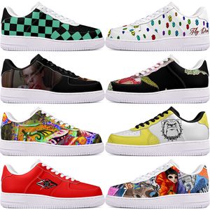 Chaussures de bricolage hiver à la mode belle automne hommes chaussures de loisirs un pour hommes femmes plate-forme baskets décontractées classique blanc noir dessin animé graffiti formateurs sport 10010