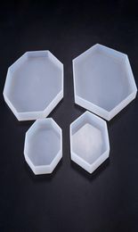 Moule époxy de silicone bricolage hexagone et octogonal Moules de silicone flexible de bourse moule de décoration de bureau