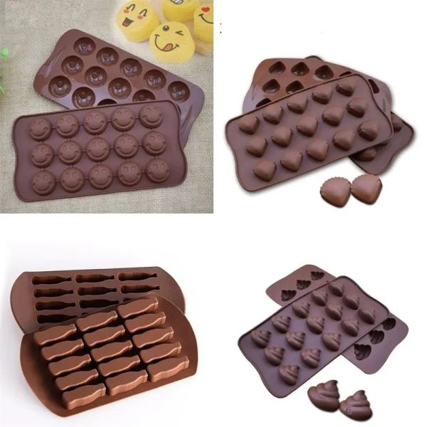 Molde de silicona Diy, concha de cara sonriente, pequeño molde de coque, pastel, chocolates, moldes de celosía de hielo, se venden bien con varios patrones BJ