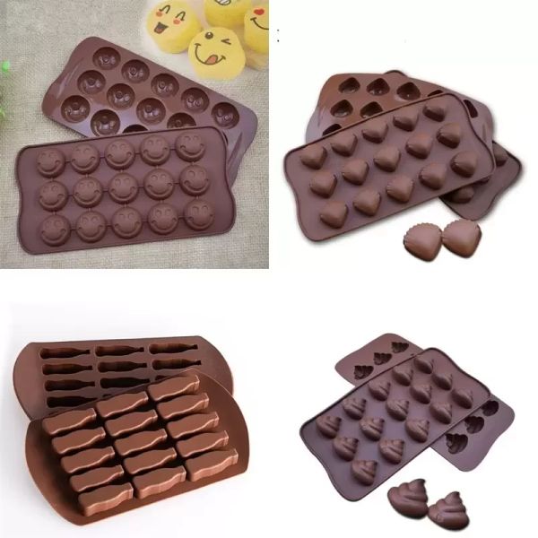 Molde de silicona Diy, concha de cara sonriente, pequeño molde de coque, pastel, chocolates, moldes de celosía para hielo, se venden bien con varios patrones, nuevo