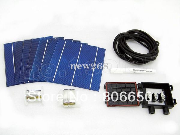 Freeshipping DIY kit de panel solar 40PCS - 6x6 celdas solares 4w por pieza + cable de lengüeta + cable de bus + pluma de flujo + caja de conexiones