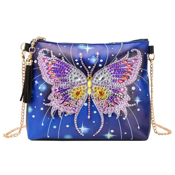 DIY Special Diamond Pintura Palabra Peagfowl Butterfly Flower Cuero Bolsas Bolsas de almacenamiento para mujeres Bordado de bordado de diamantes