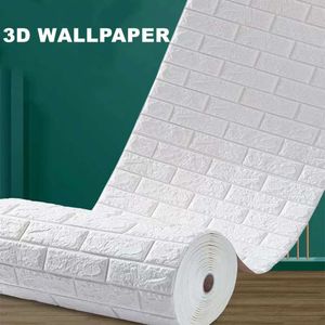 Pegatinas de bricolaje 3D pegatinas de papel tapiz rollo de pared auto adhesivo azul color rosa gris gris ladrillo sala de cocina suave decoración del hogar impermeable 230531 papel