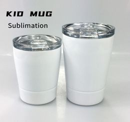 DIY sublimation 12 oz White Kid tasse avec couvercle en acier inoxydable verres à vin à double paroi