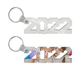 Bricolage Sublimation blanc 2022 porte-clés pendentif transfert de chaleur en bois porte-clés porte-clés Graduation cadeau porte-clés