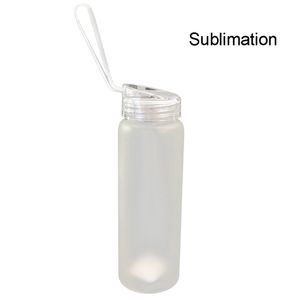 DIY Sublimation Glass Water Bottles Frosted Coated Mugs Matte Transparent Blank Tumbler Travel Mug Portable Rope Handy Cup