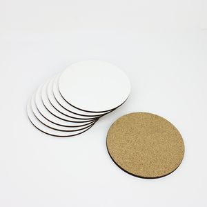 DIY Sublimatie MDF Coaster Houten Geïsoleerde Cork Cup Mat Reclame Geschenken Promotie Semi-afgewerkte Cups Matten voor Gift 10 * 10 * 0.4cm DHL of UPS