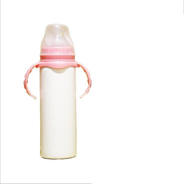 DIY sublimación Sippy Cup blanco espacios en blanco vaso de vacío botellas de acero inoxidable con asa botella de paja de leche de bebé envío marítimo